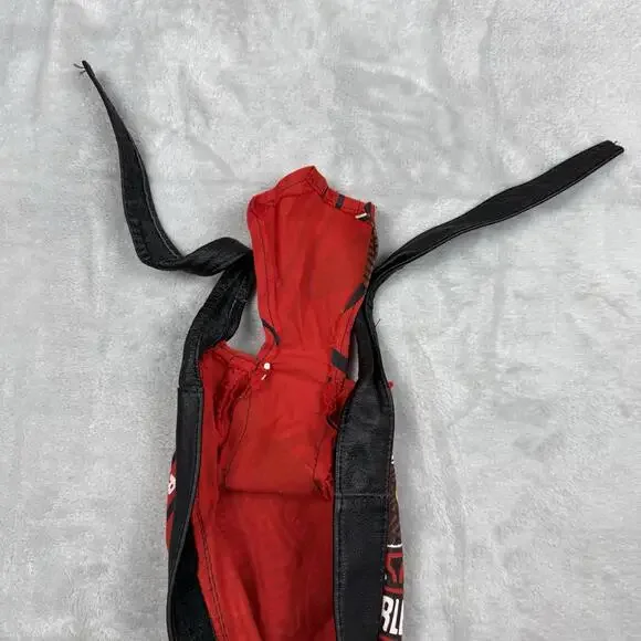 VTG Harley Davidson Red Do Rag Bandana Headwrap Leather Trim Motorcycle Gear Y2K - Picture 4 of 11